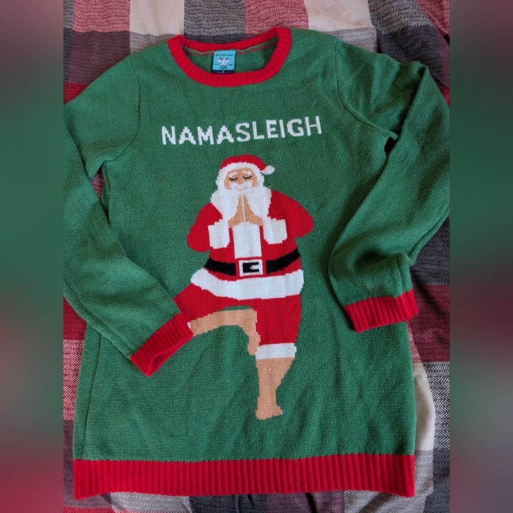 Green 'Namasleigh' Santa Sweater